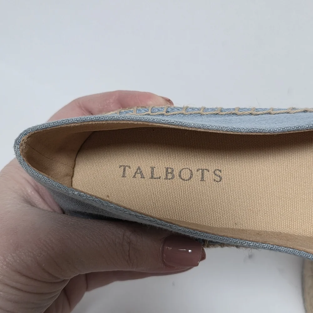 Talbots Sky Blue Denim Espadrille Loafers Flats Women's Size 9.5 NWOT